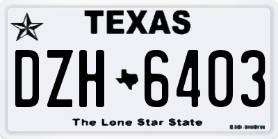TX license plate DZH6403