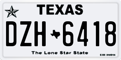 TX license plate DZH6418