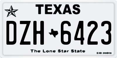 TX license plate DZH6423