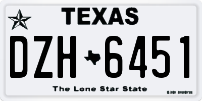 TX license plate DZH6451