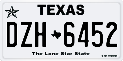 TX license plate DZH6452