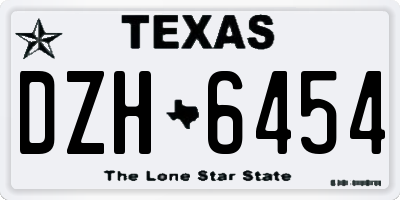 TX license plate DZH6454