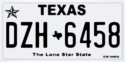 TX license plate DZH6458