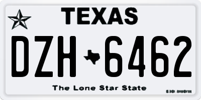 TX license plate DZH6462