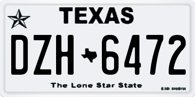 TX license plate DZH6472