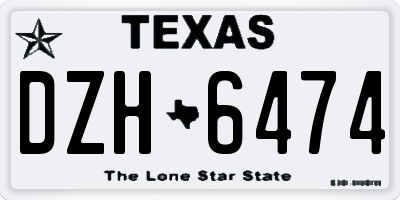 TX license plate DZH6474