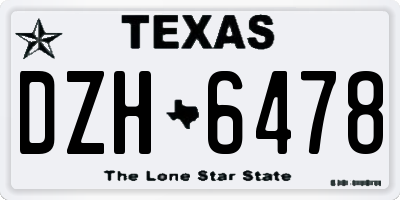TX license plate DZH6478
