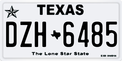 TX license plate DZH6485