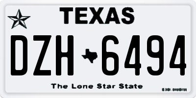TX license plate DZH6494