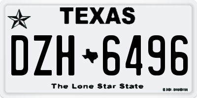 TX license plate DZH6496