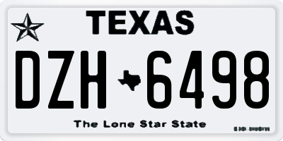 TX license plate DZH6498
