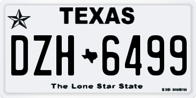 TX license plate DZH6499