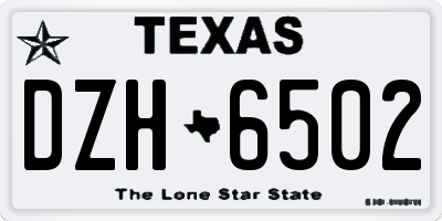 TX license plate DZH6502