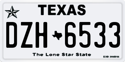 TX license plate DZH6533