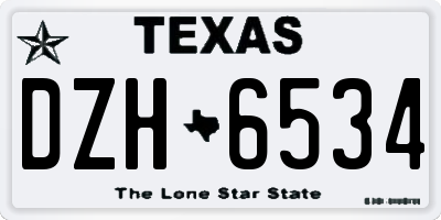 TX license plate DZH6534