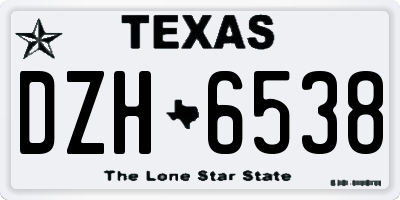 TX license plate DZH6538