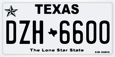 TX license plate DZH6600