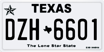 TX license plate DZH6601
