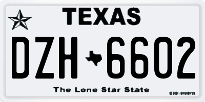 TX license plate DZH6602