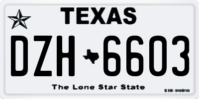 TX license plate DZH6603