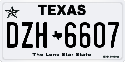 TX license plate DZH6607