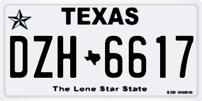 TX license plate DZH6617