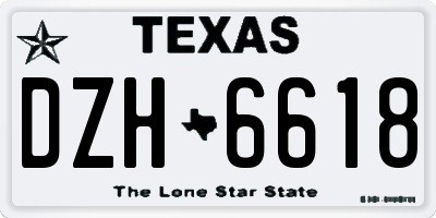 TX license plate DZH6618
