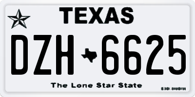 TX license plate DZH6625