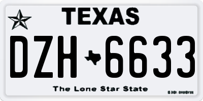TX license plate DZH6633