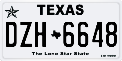 TX license plate DZH6648