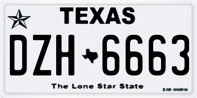 TX license plate DZH6663