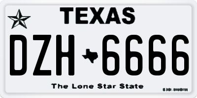 TX license plate DZH6666