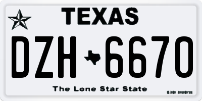 TX license plate DZH6670