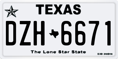 TX license plate DZH6671