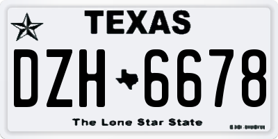 TX license plate DZH6678