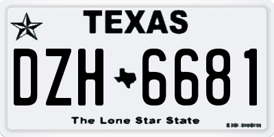 TX license plate DZH6681