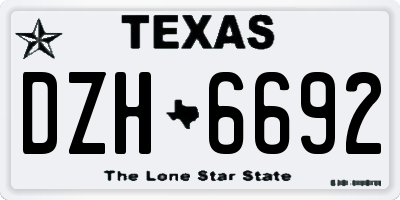 TX license plate DZH6692