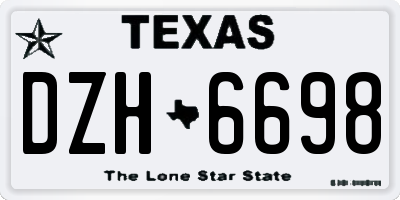 TX license plate DZH6698