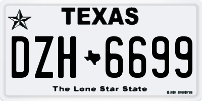 TX license plate DZH6699
