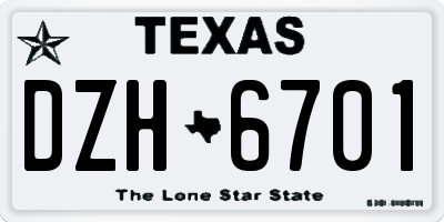 TX license plate DZH6701