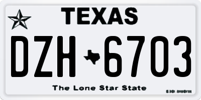 TX license plate DZH6703