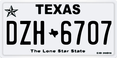 TX license plate DZH6707