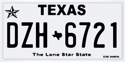 TX license plate DZH6721