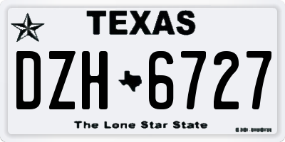 TX license plate DZH6727