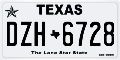 TX license plate DZH6728