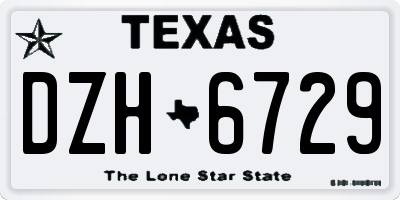 TX license plate DZH6729