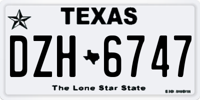 TX license plate DZH6747