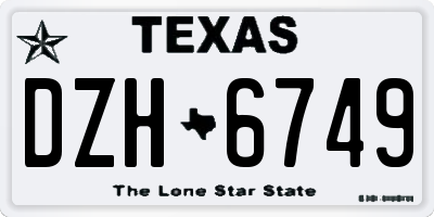 TX license plate DZH6749
