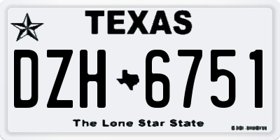 TX license plate DZH6751