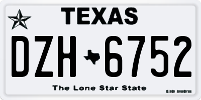 TX license plate DZH6752